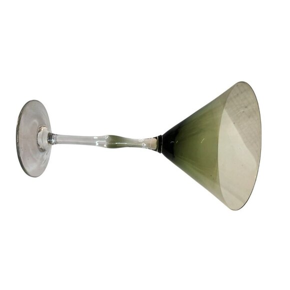 Pier 1 Teardrop Green Martini Glasses Tall 8.5 " Olive Clear Stem - Picture 3 of 6